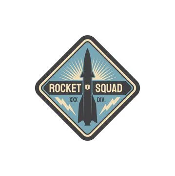 Patch on uniform with rocket squid, aviation bomb Stock Illustration