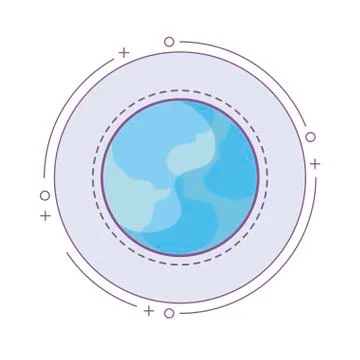 Patch of world planet earth in frame circular Illustrazione stock