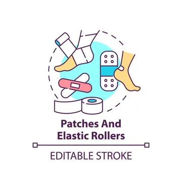Patches and elastic rollers concept icon Illustrazione stock
