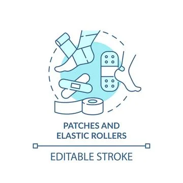 Patches and elastic rollers turquoise concept icon Stock Illustration
