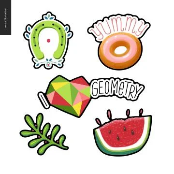 Patches hand drawn set Illustrazione stock