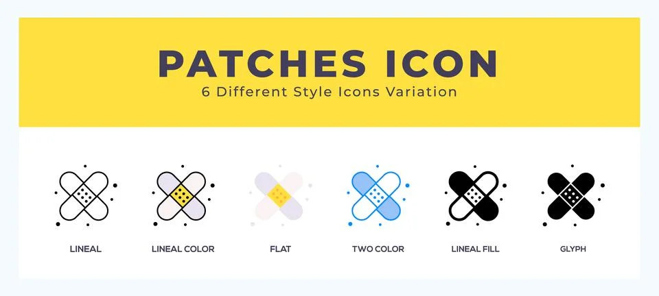 Patches icon set with different styles. Vector illustration. Stock Illustration