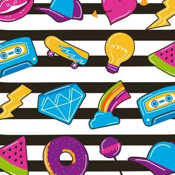 Patches pop art pattern Illustrazione stock