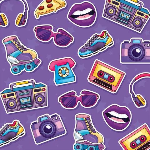 Patches retro pattern Illustrazione stock