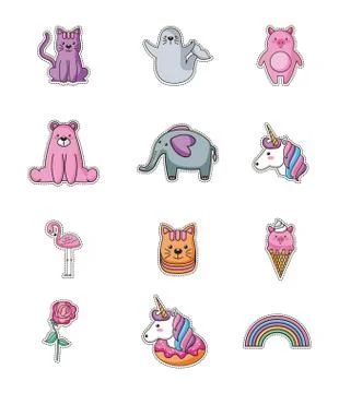 Patches sticker cute 스톡 일러스트