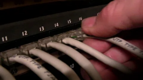 Patching or Connecting a network cable / connection / server / computer Stock Footage 41968807