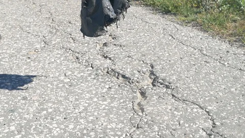 Patching of the road special equipment Stock Footage 129771483