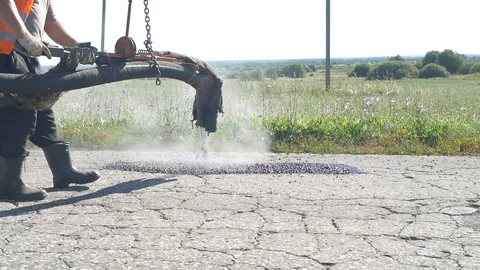 Patching of the road special equipment Stock Footage 129771602