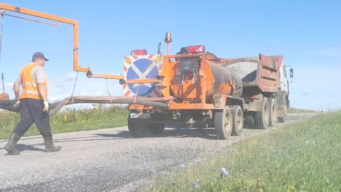 Patching of the road special equipment Stock Footage 129771654