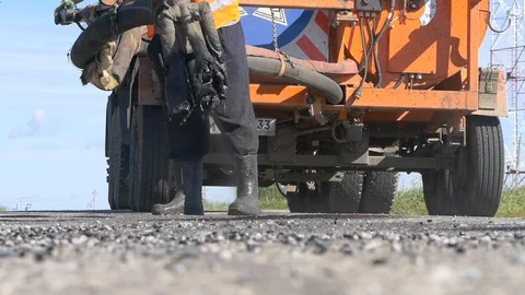 Patching of the road special equipment Stock Footage 129771710