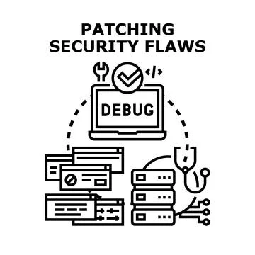 Patching security flaws debugging cyber software problems 스톡 일러스트