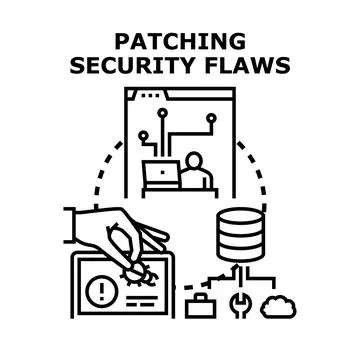 Patching security flaws protecting data and network system Stockillustratie