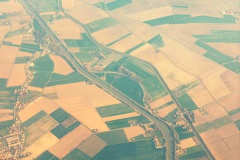 Patchwork of agricultural fields view from above 스톡 사진