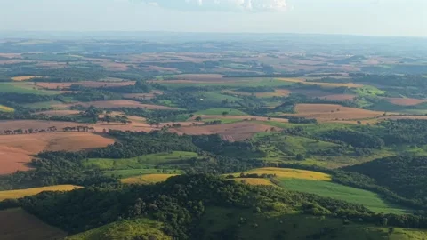Patchwork Agricultural Landscape Parana Brazil Aerial Panorama Video stock 332825863