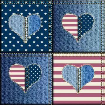 Patchwork with American flag. イラスト素材