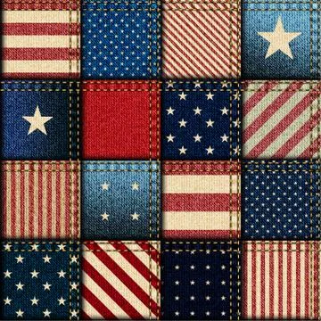 Patchwork of American flag. Illustrazione stock