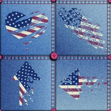 Patchwork with American flag. イラスト素材