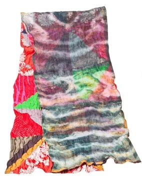 Patchwork and batik scarf isolated on white patchwork and batik scarf isol... 스톡 사진