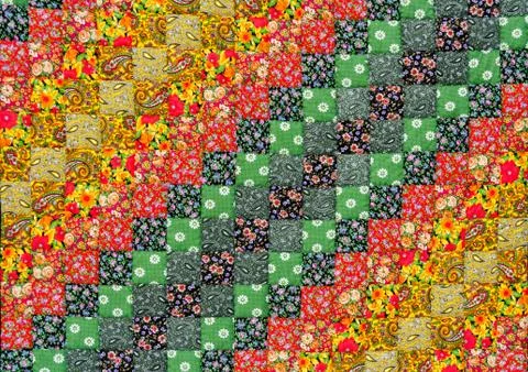 Patchwork background in orange and green colors Stock Photos