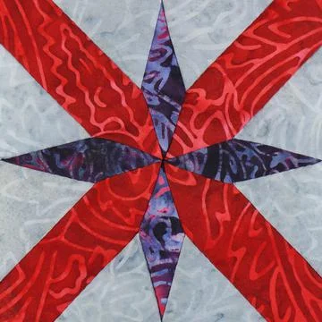 Patchwork block from pieces of fabrics, detail of quilt Fotos Stock