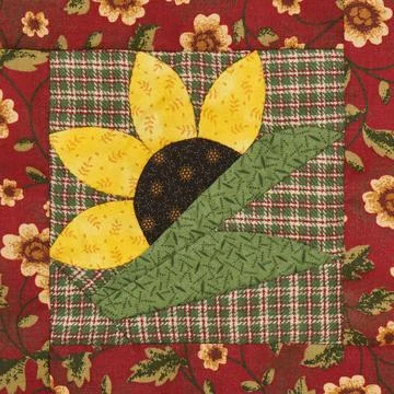 Patchwork block the sunflower in rustic style Stock Photos