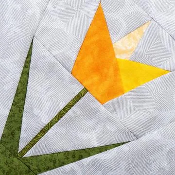 Patchwork block tulip from pieces of fabrics Stock Photos