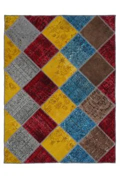 Patchwork carpet on white background Stock Photos
