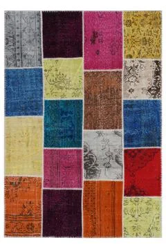 Patchwork carpet on white background Stock Photos