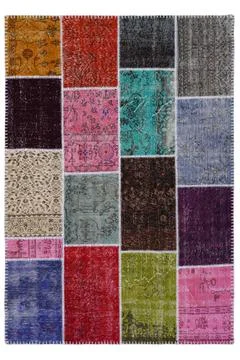 Patchwork carpet on white background Foto stock