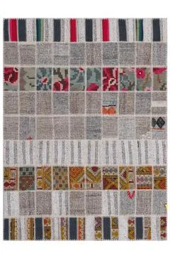 Patchwork carpet on white background Stock Photos