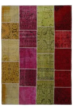 Patchwork carpet on white background Foto stock