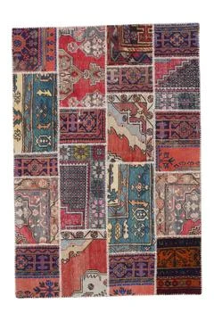 Patchwork carpet on white background Stock Photos