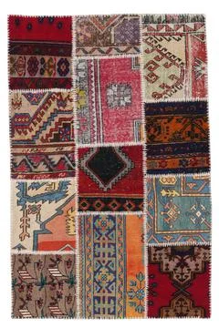 Patchwork carpet on white background Stock Photos