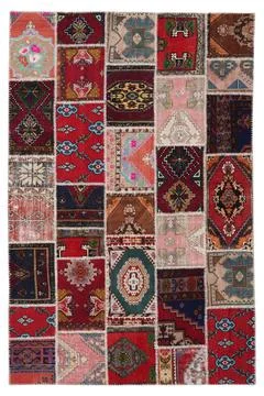 Patchwork carpet on white background Stock Photos