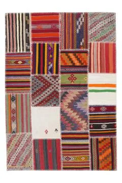 Patchwork carpet on white background Stock-Fotos