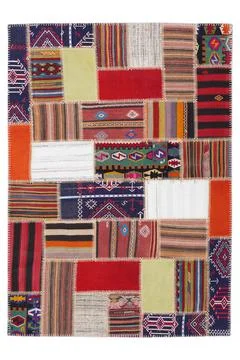 Patchwork carpet on white background Stock Photos