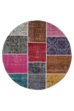 Patchwork carpet on white background Stock Photos