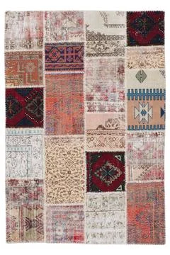 Patchwork carpet on white background Stock-Fotos