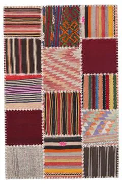 Patchwork carpet on white background Stock Photos