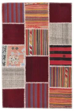 Patchwork carpet on white background Stock Photos