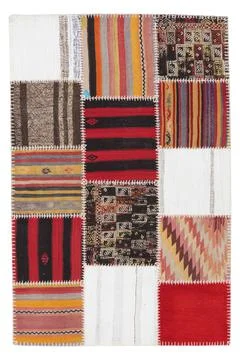 Patchwork carpet on white background Stock Photos