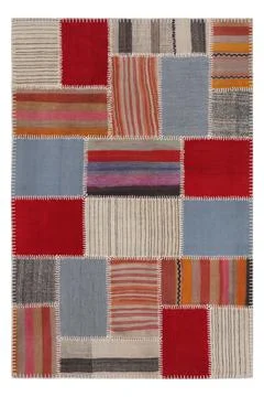 Patchwork carpet on white background Stock Photos