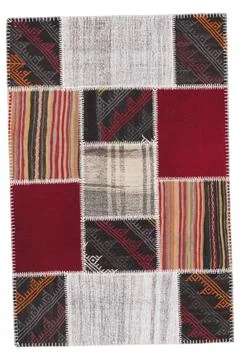 Patchwork carpet on white background Stock Photos