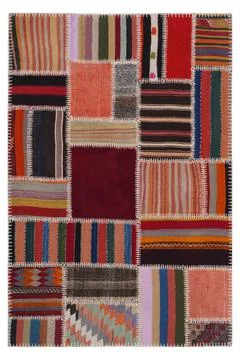 Patchwork carpet on white background Stock Photos