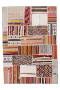 Patchwork carpet on white background Stock Photos