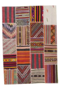 Patchwork carpet on white background Stock-Fotos