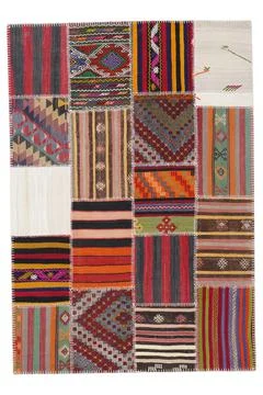 Patchwork carpet on white background 스톡 사진