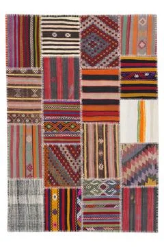 Patchwork carpet on white background Stock-Fotos