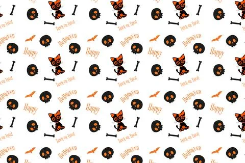 Patchwork Cat Halloween Pattern. 库存插图