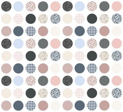 Patchwork Circle Pattern in Grey Pink Blue Stock Illustration